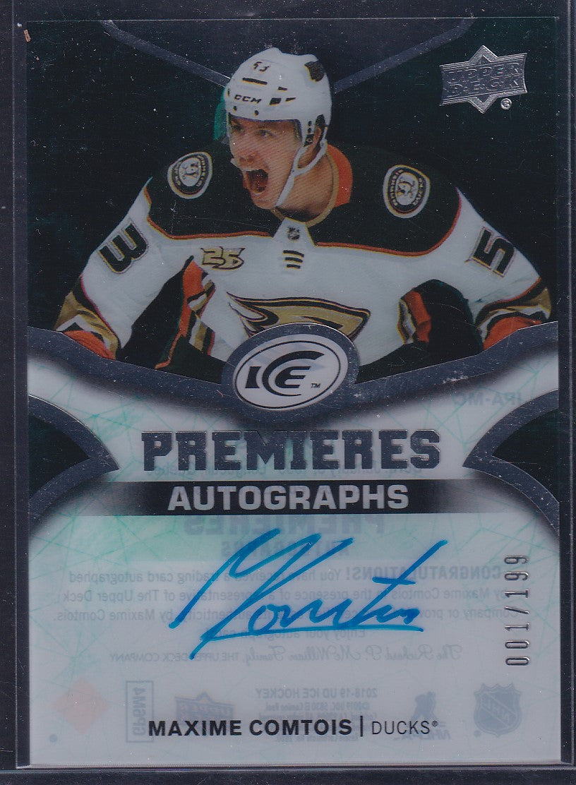MAXIME COMTOIS - 2018 Upper Deck Ice Premieres Auto #IPA-MC, /199