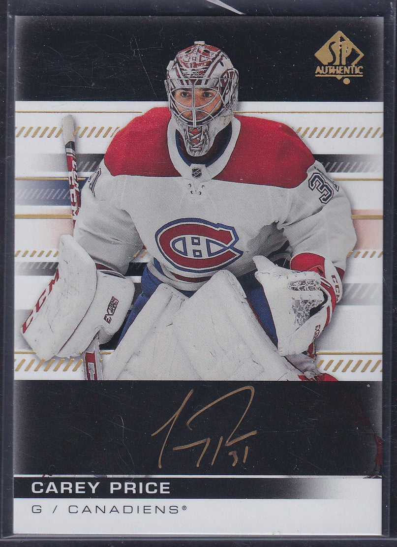 CAREY PRICE - 2019 SP Authentic GOLD on Black Auto #10, SSP