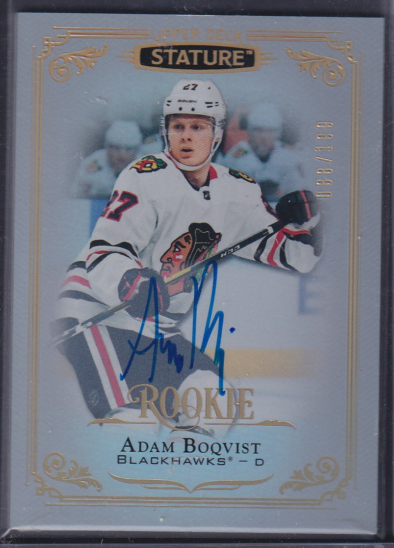 ADAM BOQVIST - 2019 Upper Deck Stature Rookie Auto #102, /199