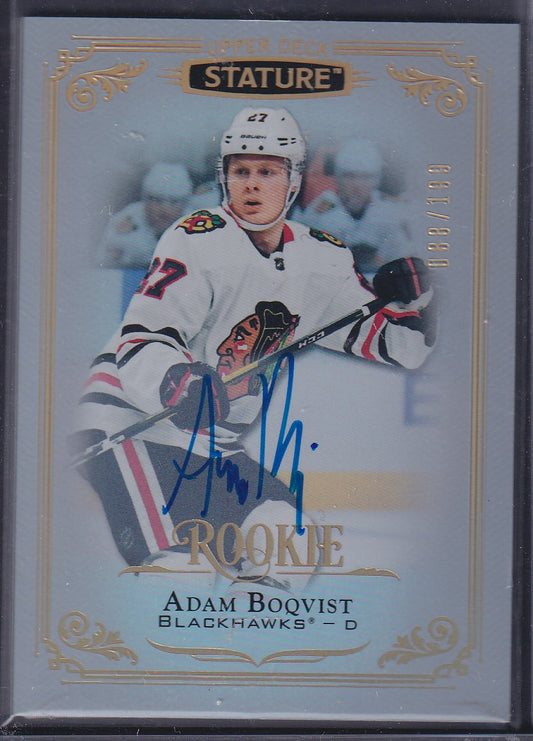 ADAM BOQVIST - 2019 Upper Deck Stature Rookie Auto #102, /199