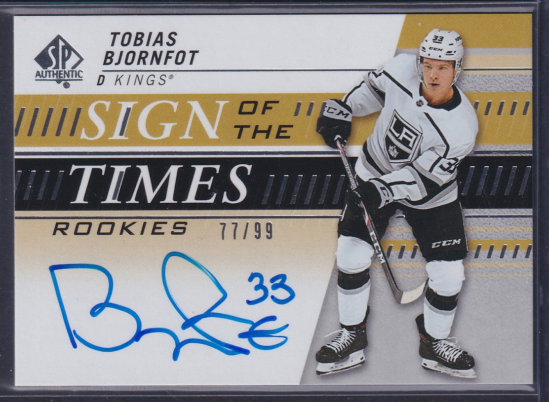 TOBIAS BJORNFOT - 2019 SP Authentic Sign of the Times Rookies #SOTR-TB, /99