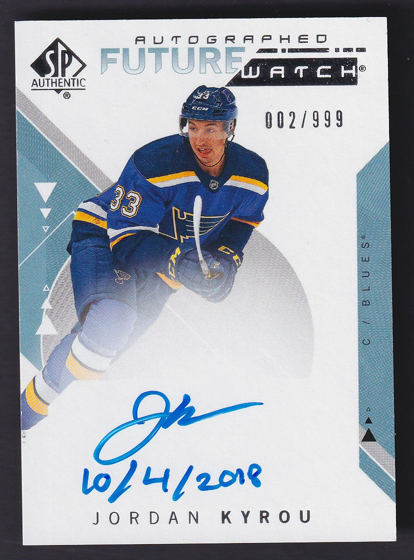 JORDAN KYROU - 2018 SP Authentic Future Watch Auto INSCRIBED #208, /999 (/50)
