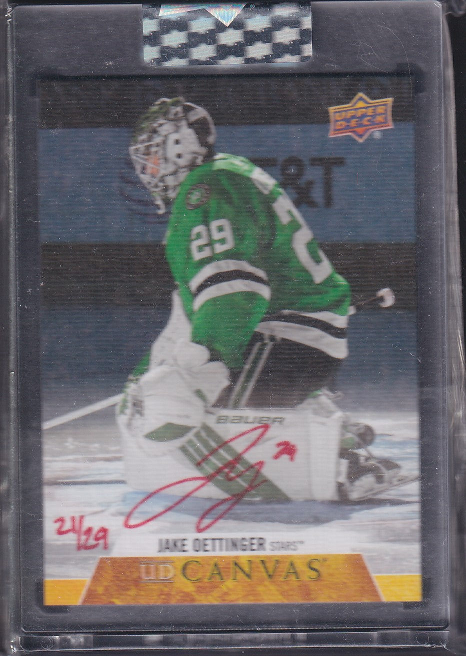 JAKE OETTINGER - 2020 Upper Deck Clear Cut Canvas Auto Rookie #CS-JO, /29