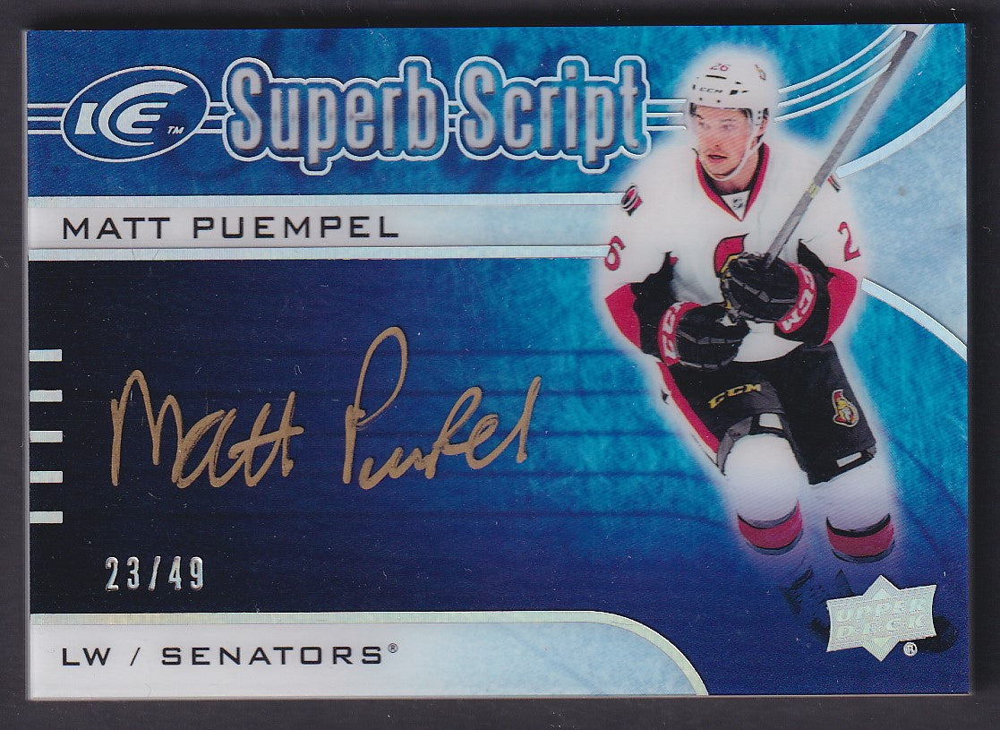 MATT PUEMPEL - 2015 Upper Deck Ice Superb Script Auto #SS-MP, /49