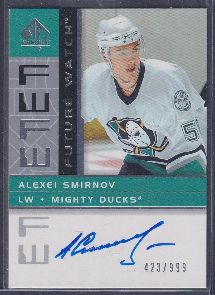 ALEXEI SMIRNOV- 2001 SP Authentic Future Watch Auto #181, /999