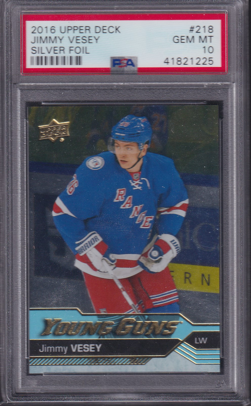 JIMMY VESEY - 2016 Upper Deck Young Guns SILVER FOIL #218, PSA 10