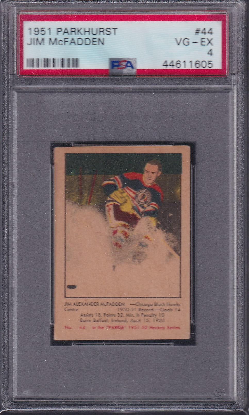 JIM MCFADDEN - 1951 Parkhurst #44, PSA 4