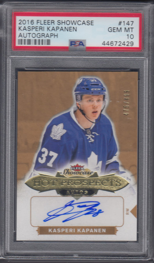 KASPERI KAPANEN, 2016 Fleer Showcase Autograph #147, PSA 10 /499