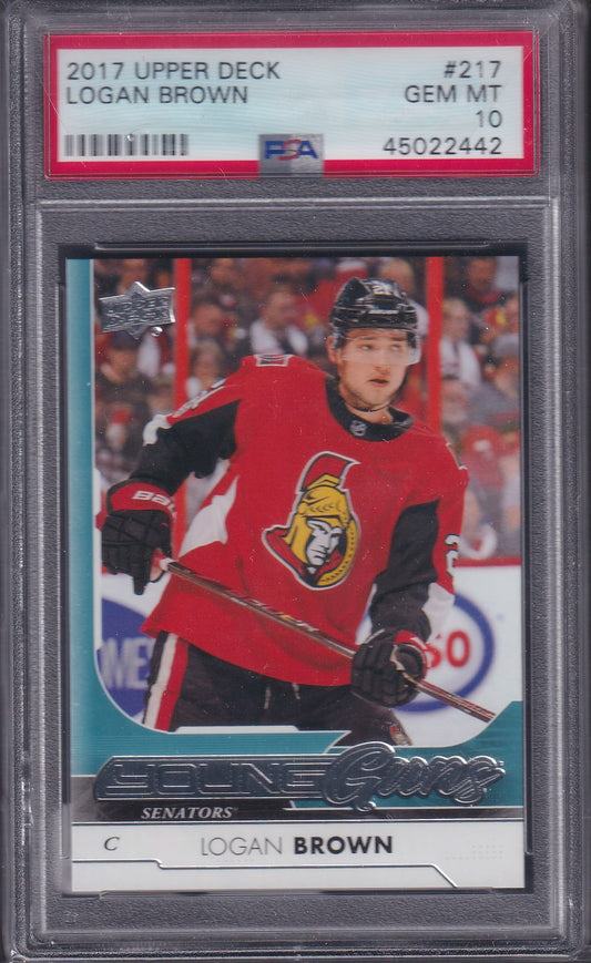 LOGAN BROWN, 2017 Upper Deck #217, PSA 10