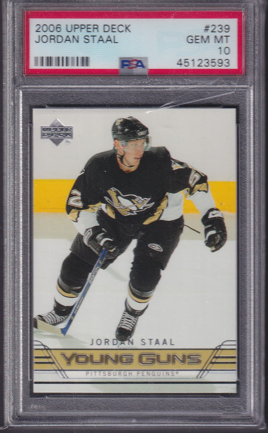 JORDAN STAAL, 2006 Upper Deck Young Guns #239, PSA 10