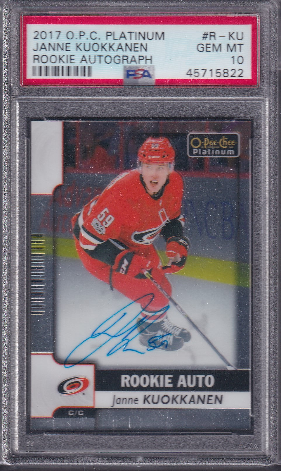 JANNE KUOKKANEN - 2017 O-Pee-Chee Platinum Rookie Autograph #R-KU, PSA 10