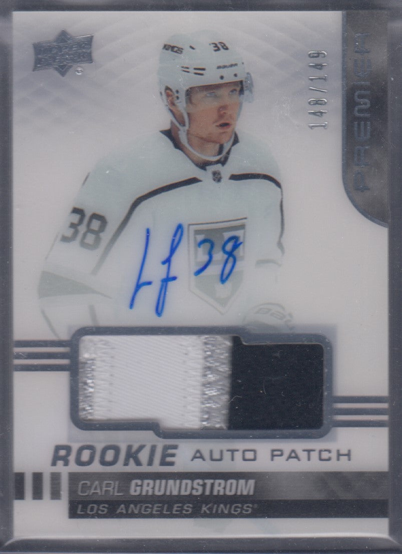 CARL GRUNDSTROM, 2019 Premier Rookie Auto Patch #AR-CG, /149