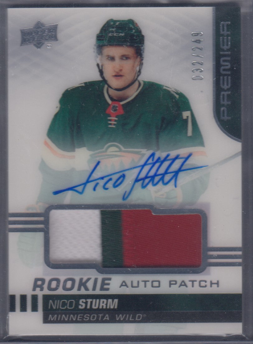 NICO STURM, 2019 Premier Rookie Auto Patch #AR-ST, /249