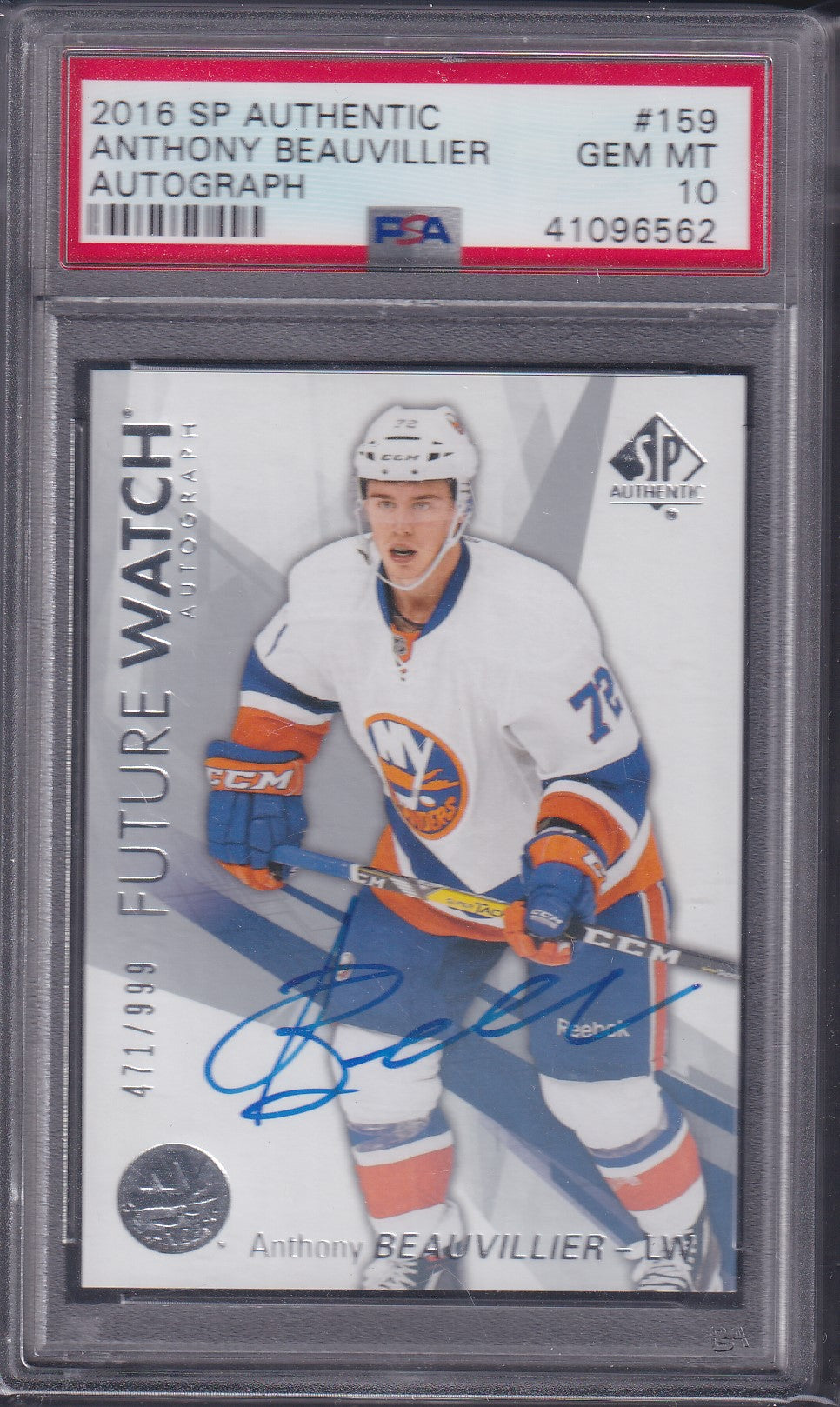 ANTHONY BEAUVILLIER - 2016 SP Authentic Future Watch Auto #159, /999, PSA 10