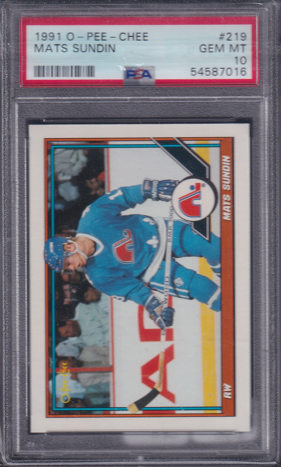 MATS SUNDIN, 1991 O-Pee-Chee #219, PSA 10