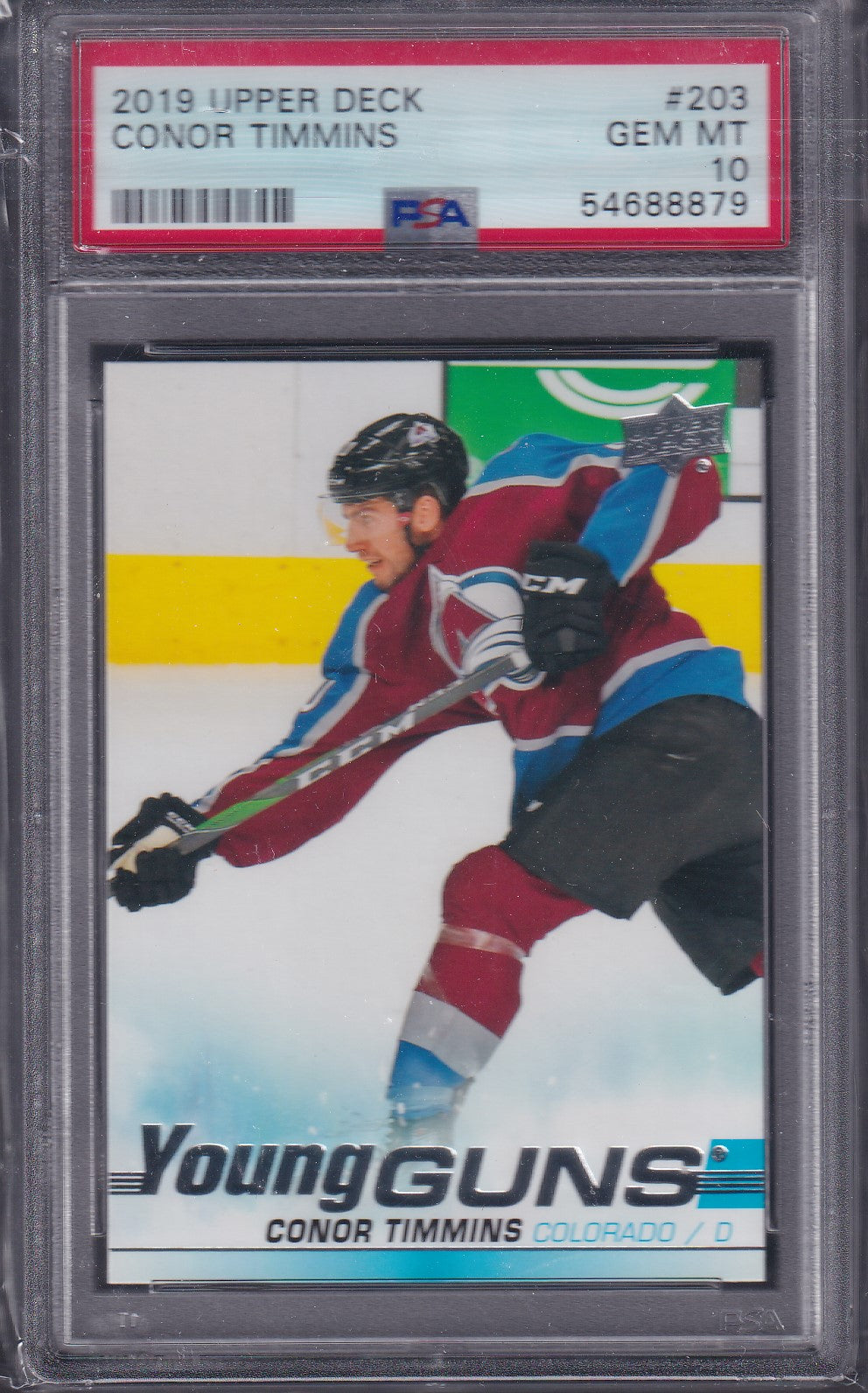 CONOR TIMMINS, 2019 Upper Deck Young Guns #203, PSA 10