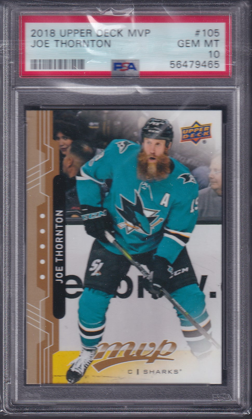 JOE THORNTON, 2018 Upper Deck MVP #105, PSA 10
