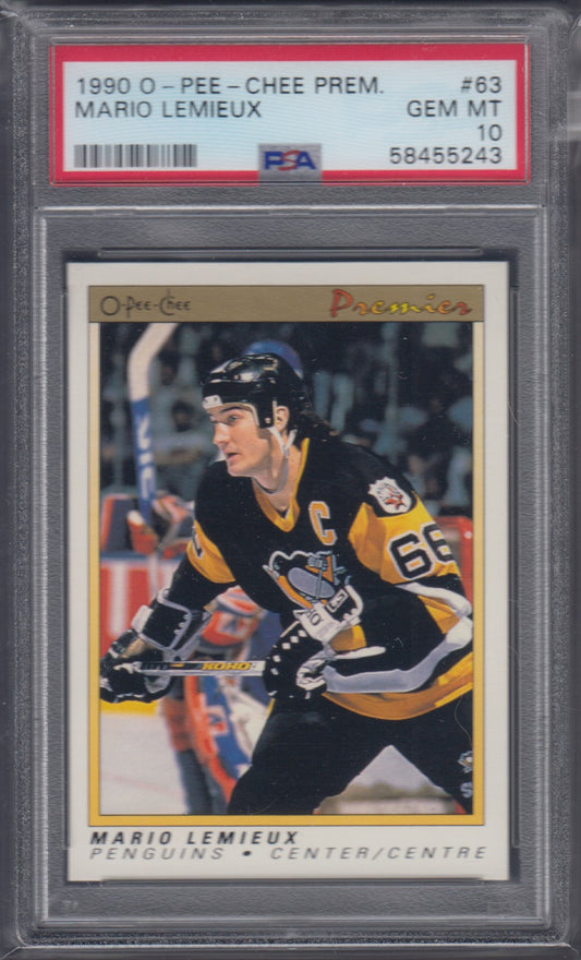 MARIO LEMIEUX, 1990 O-Pee-Chee Premier #63, PSA 10