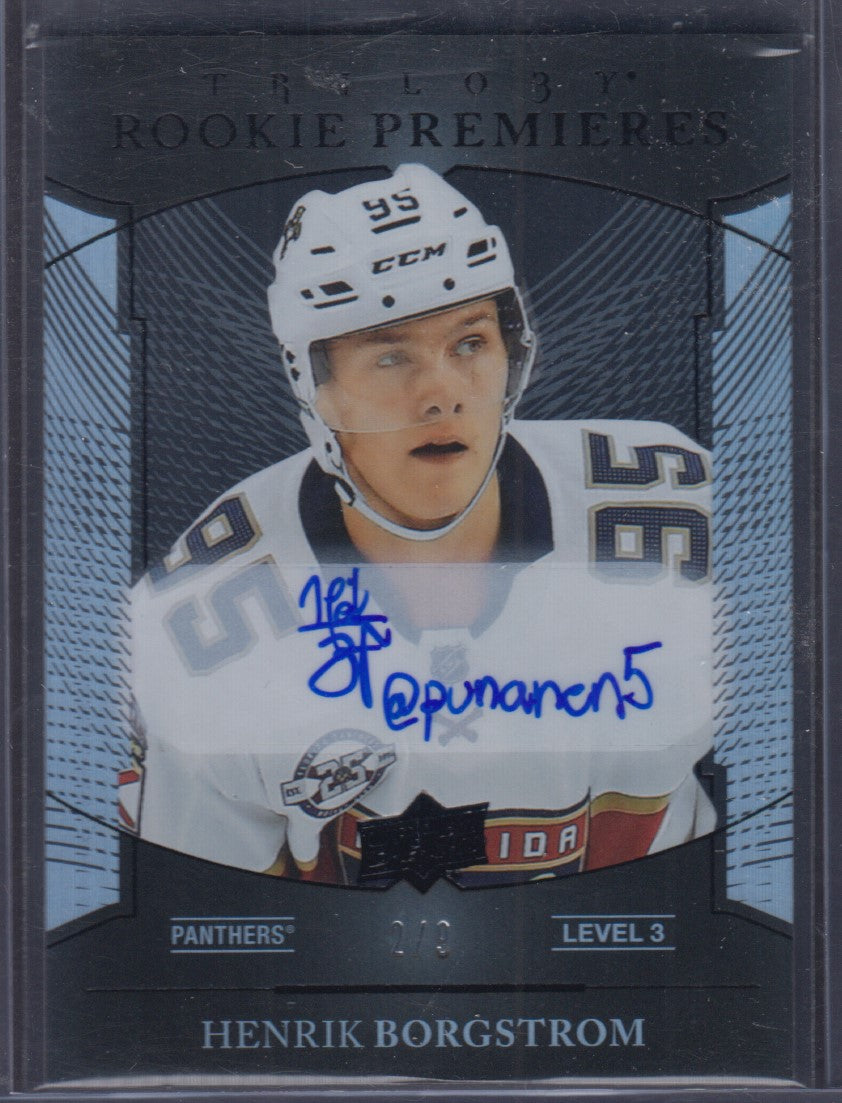 HENRIK BORGSTROM, 2018 Trilogy Rookie Premieres #125, 2/9, Auto