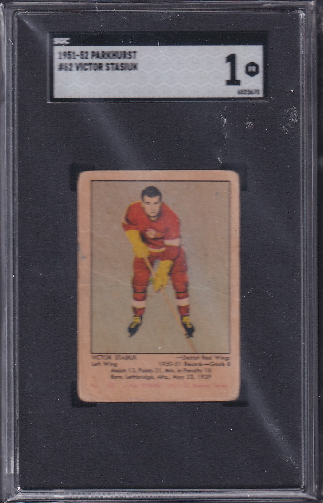 VICTOR STASIUK, 1951 Parkhurst #62, SGC 1