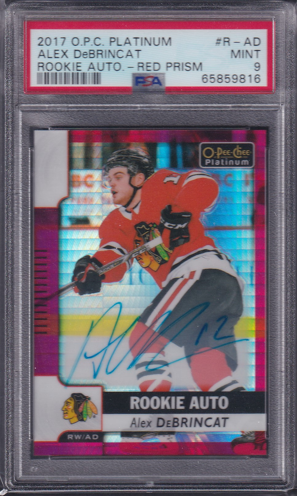ALEX DEBRINCAT - 2017 OPC Platinum Rookie Auto RED PRISM #R-AD, /50, PSA 9