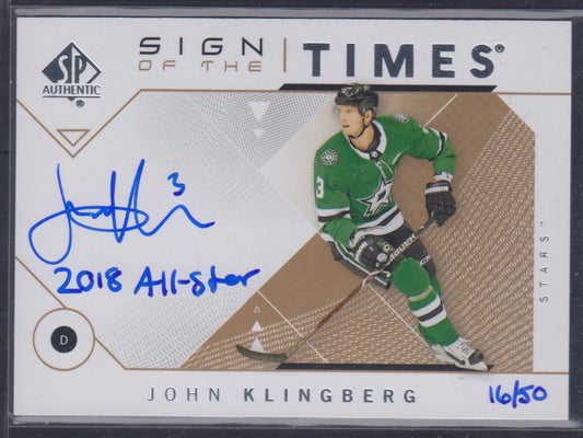 JOHN KLINGBERG, 2018 Sign of the Times Inscription Auto #SOTT-JK, /50