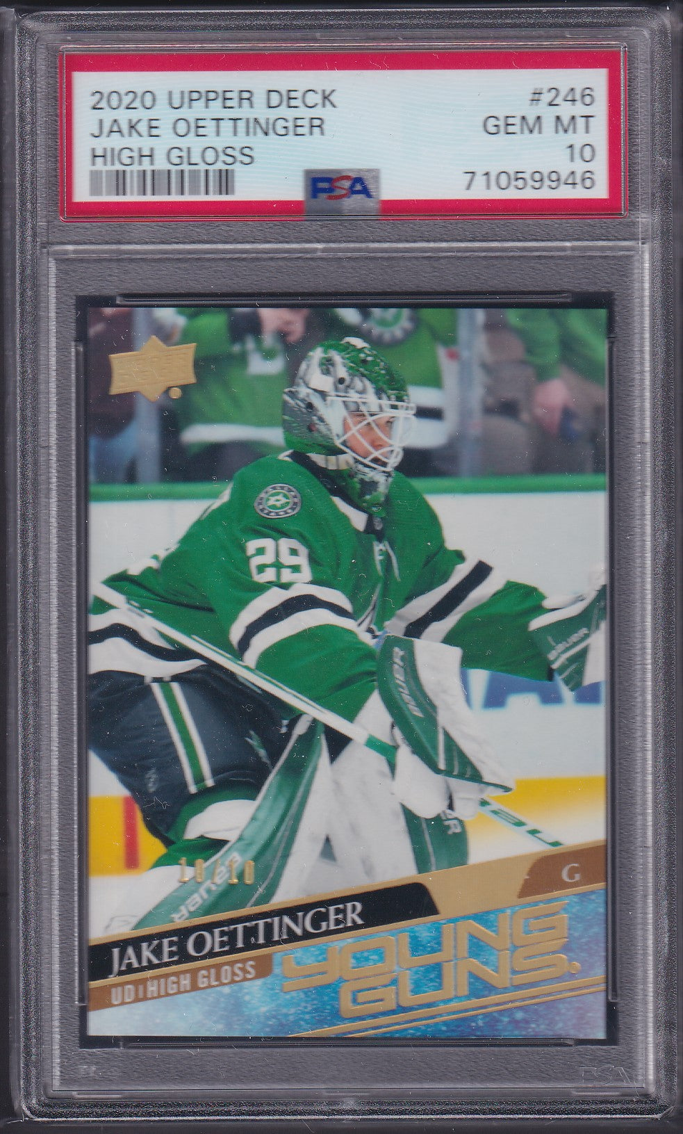 JAKE OETTINGER - 2020 Upper Deck Young Guns HIGH GLOSS #246, /10, PSA 10