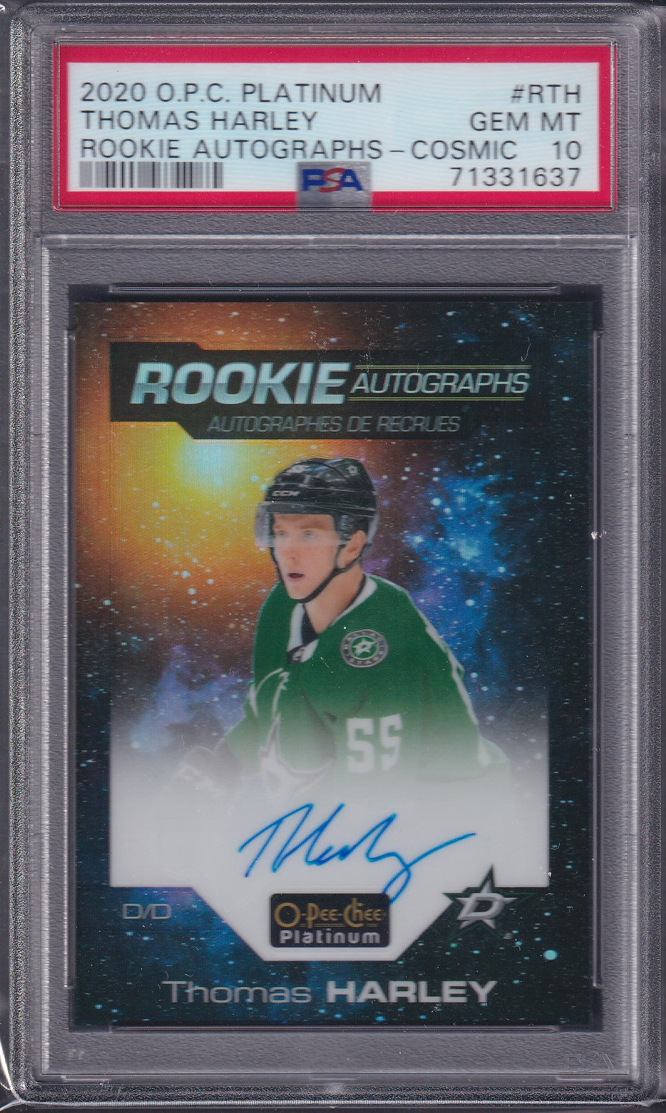 THOMAS HARLEY - 2020 OPC Platinum Rookie Auto COSMIC, /75, PSA 10, POP 1