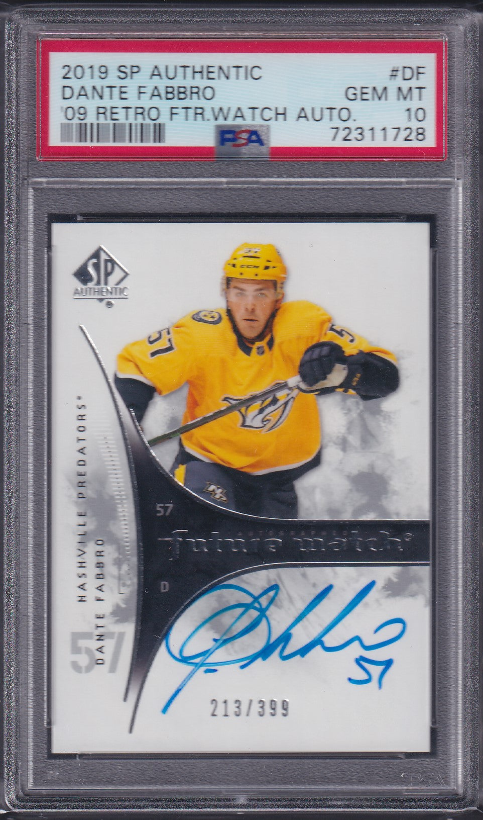 DANTE FABBRO - 2019 SP Authentic Future Watch Auto Retro #RFWA-DF, /399, PSA 10