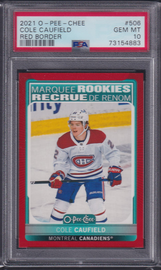COLE CAUFIELD - 2021 O-Pee-Chee Marquee Rookies RED BORDER #506, PSA 10