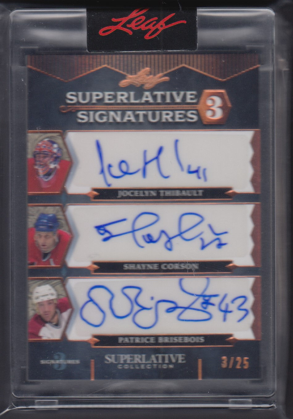 THIBAULT, CORSON, BRISEBOIS - 2021 Leaf Superlative Auto, 3/25