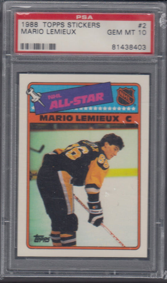 MARIO LEMIEUX, 1988 Topps Stickers #2, PSA 10