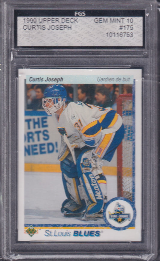 CURTIS JOSEPH - 1990 Upper Deck French Star Rookie #175, FGS 10