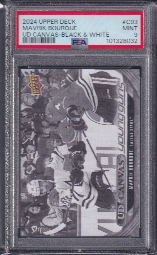 MAVRIK BOURQUE - 2024 Upper Deck Young Guns Canvas BLACK #C93, PSA 9