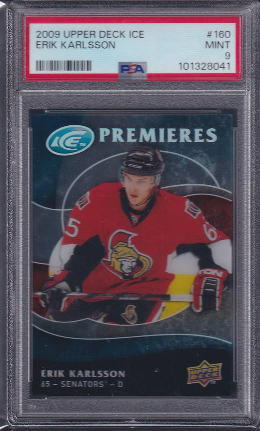 ERIK KARLSSON - 2009 Upper Deck Ice Premieres Rookie #160, /499, PSA 9