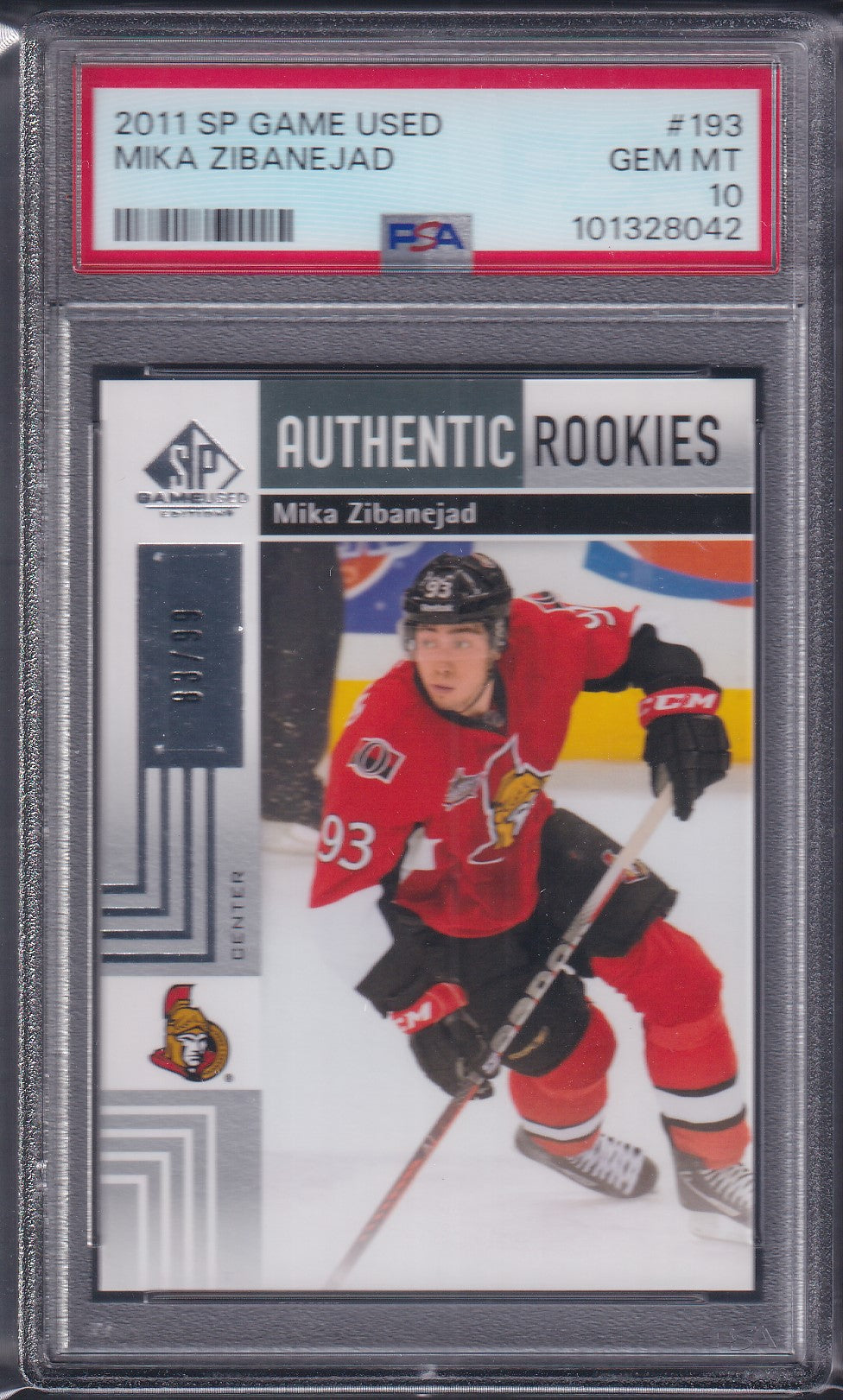 MIKA ZIBANEJAD - 2011 SP Game Used Authentic Rookies #193, /99, PSA 10