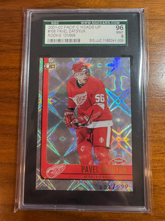 PAVEL DATSYUK - 2001 Pacific Heads Up Rookie #106, /999, SGC 9