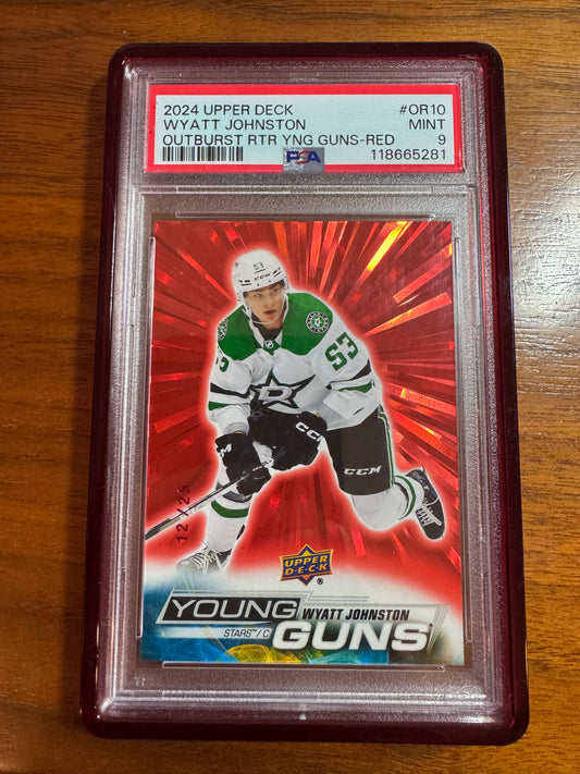 WYATT JOHNSTON - 2024 Upper Deck Young Guns RED OUTBURST #OR-10, /25, PSA 9