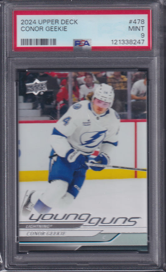 CONOR GEEKIE - 2024 Upper Deck Young Guns #478, PSA 9
