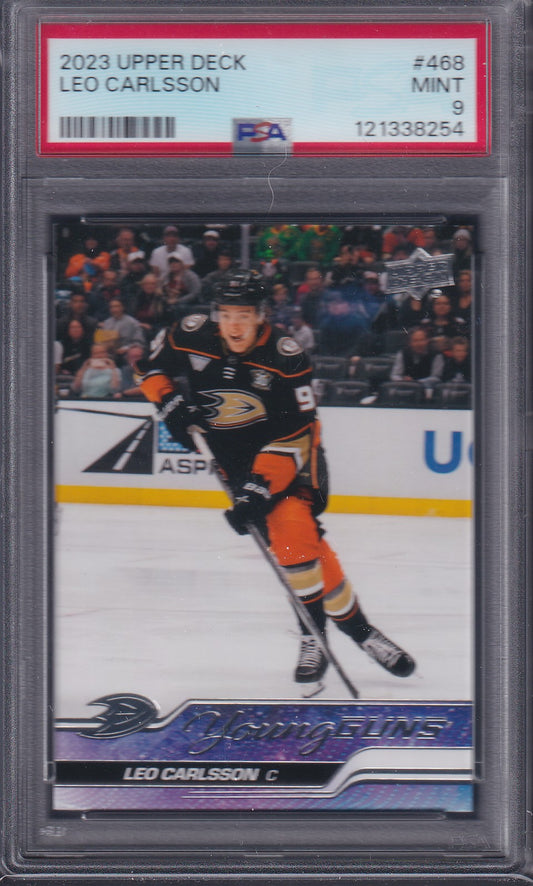 LEO CARLSSON - 2023 Upper Deck Young Guns #468, PSA 9