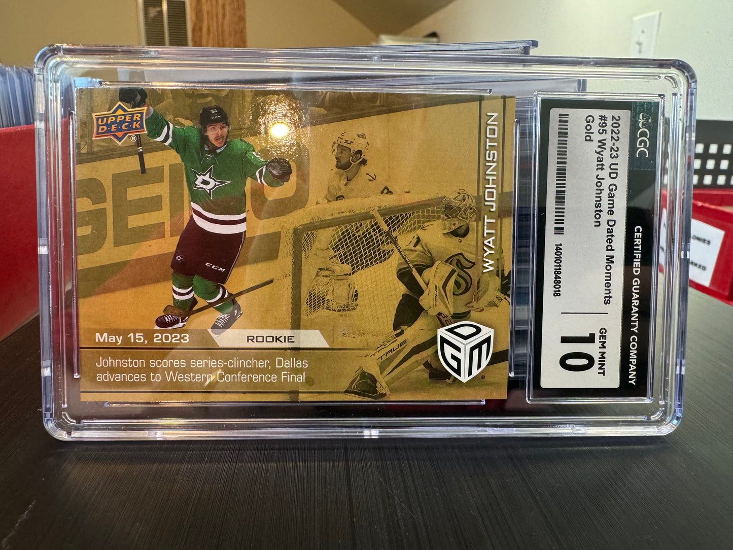 WYATT JOHNSTON - 2022 Upper Deck Game Dated Moments Rookie GOLD #95, /100 CGC 10