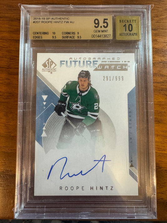 ROOPE HINTZ - 2018 SP Authentic Future Watch Auto #207, /999, BGS 9.5/10