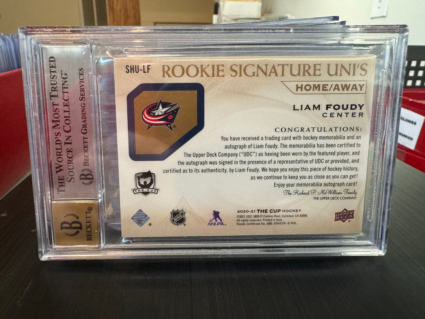 LIAM FOUDY - 2020 The Cup Rookie Signatures Uni's Auto Quad Patch /5 BGS 8.5/10