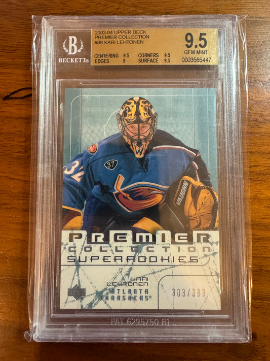 KARI LEHTONEN - 2003 Upper Deck Premier Collection Super Rookies, /399, BGS 9.5