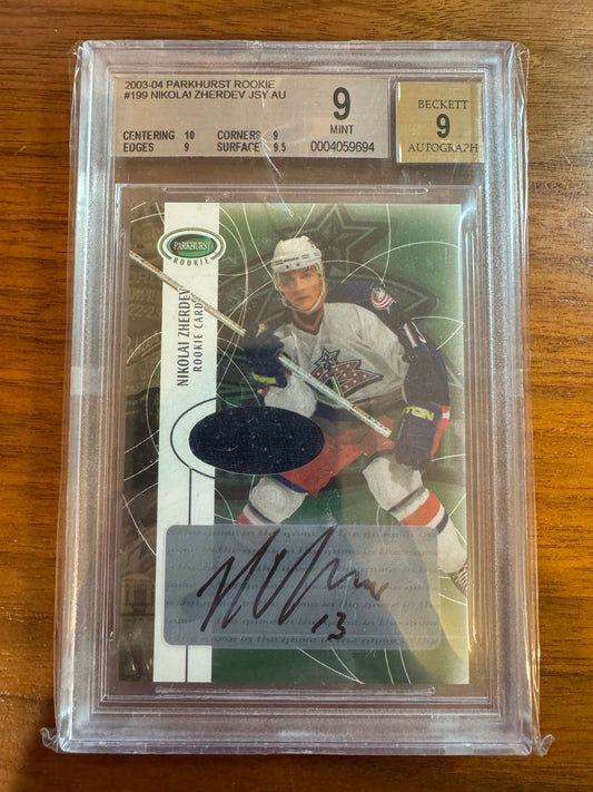 NIKOLAI ZHERDEV - 2003 Parkhurst Rookie Auto Patch #199, /100, BGS 9/9