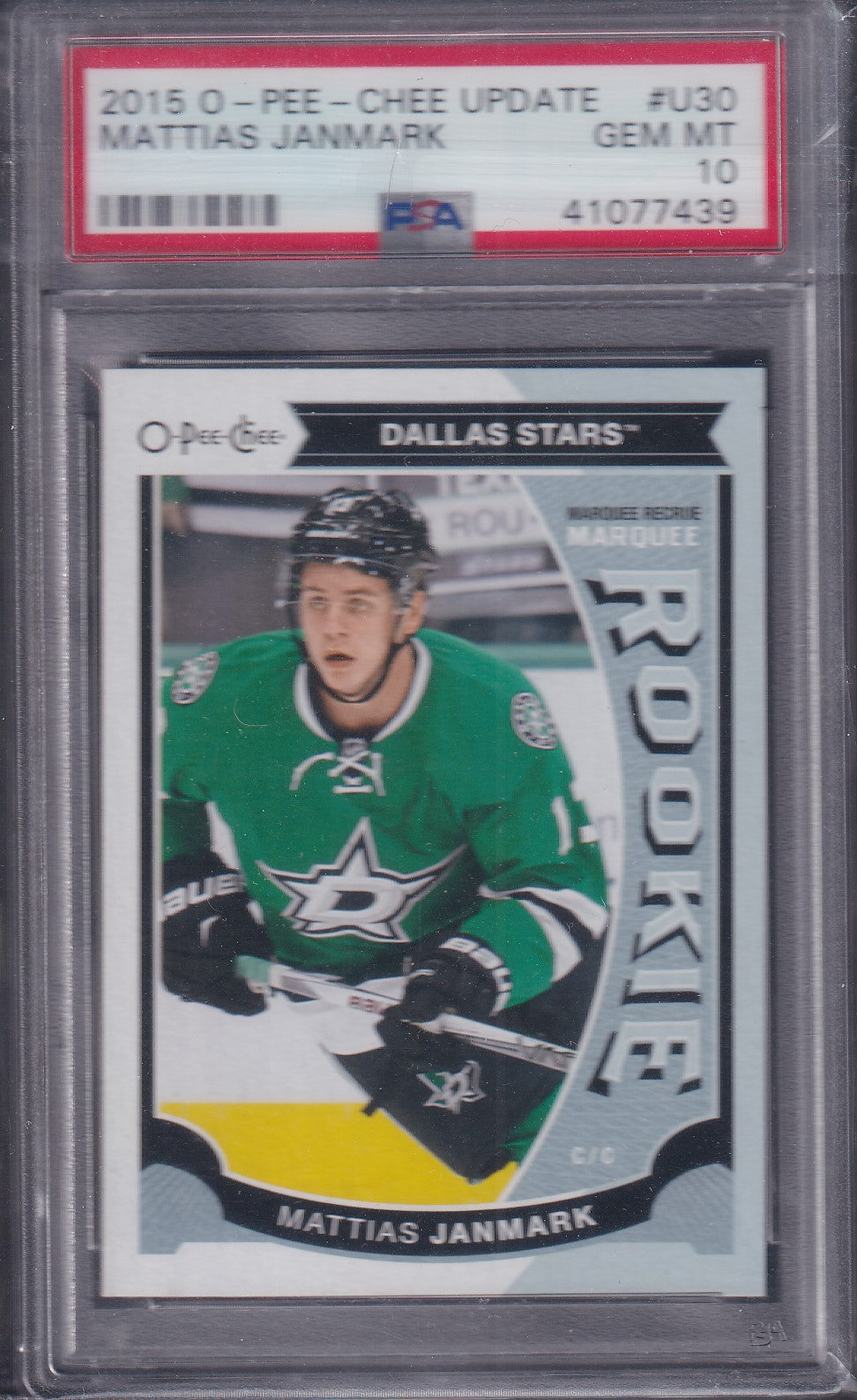 MATTIAS JANMARK - 2015 O-Pee-Chee Update Rookie #U30, PSA 10