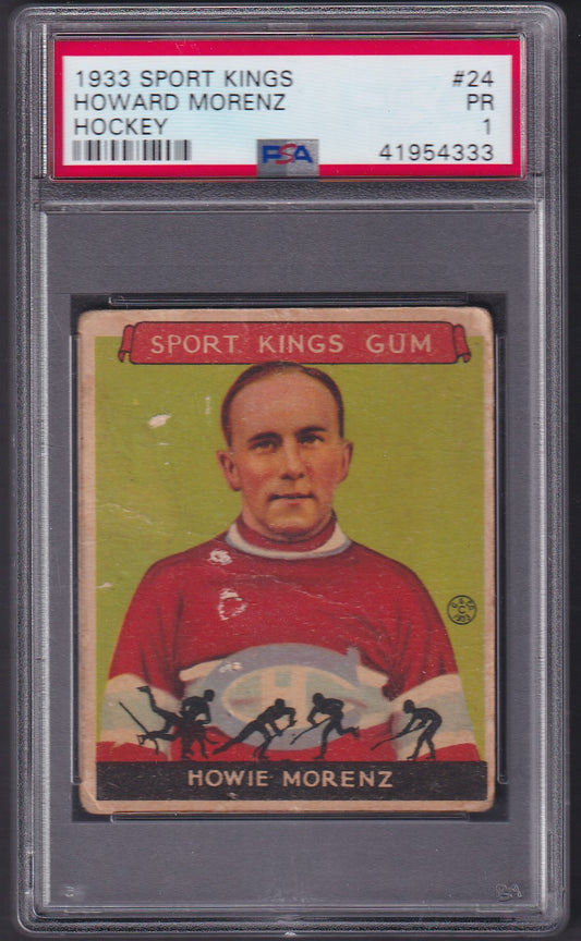 HOWIE MORENZ - 1933 Sport Kings Hockey #24, PSA 1