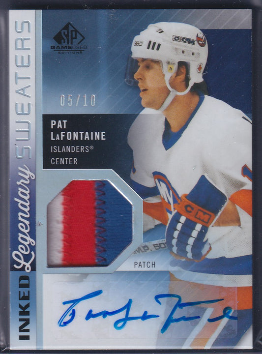 PAT LAFONTAINE - 2021 SP Game Used Inked Legendary Sweaters Auto Patch, /10