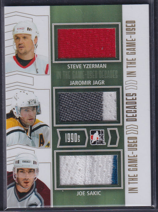 YZERMAN / JAGR / SAKIC - 2013 ITG 1990s Used Decades Patches Gold #D-11