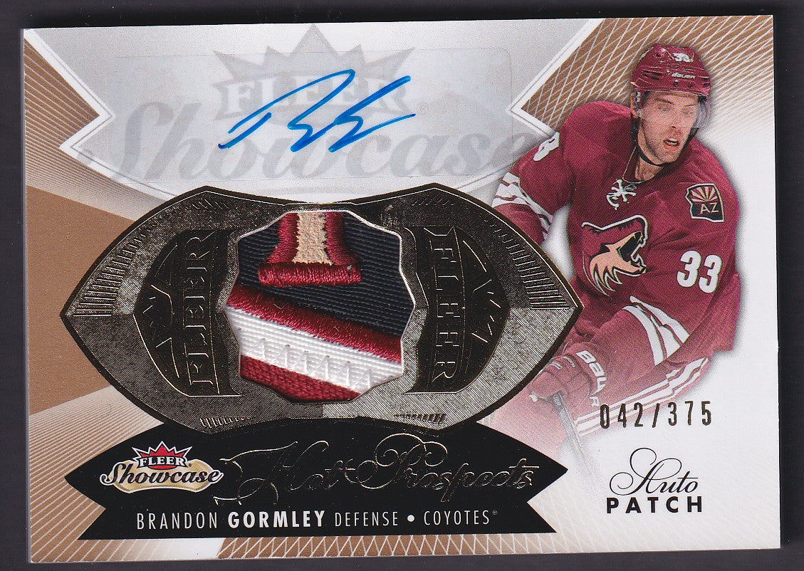 BRANDON GORMLEY - 2014 Fleer Showcase Hot Prospect Auto Patch #158, /375